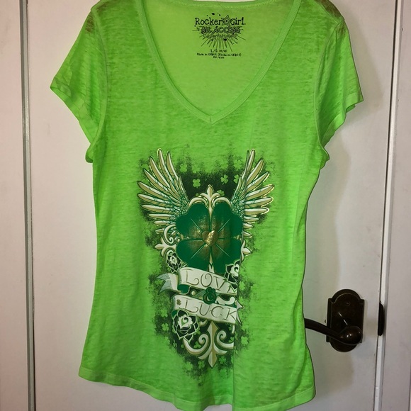 Rocker Girl Other - Just like new Rocker Girl neon green shirt size Lg